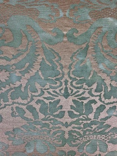 Pair of Aqua Blue and Gold Fortuny Pillows