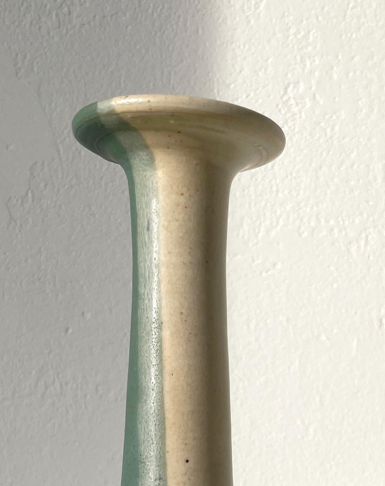Hand-Crafted 1970s Aqua, Green, Light Beige Ceramic Candle Holders For Sale