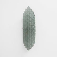 Pair of Aqua Green Murano Glass Wall Sconces with Textured Relief