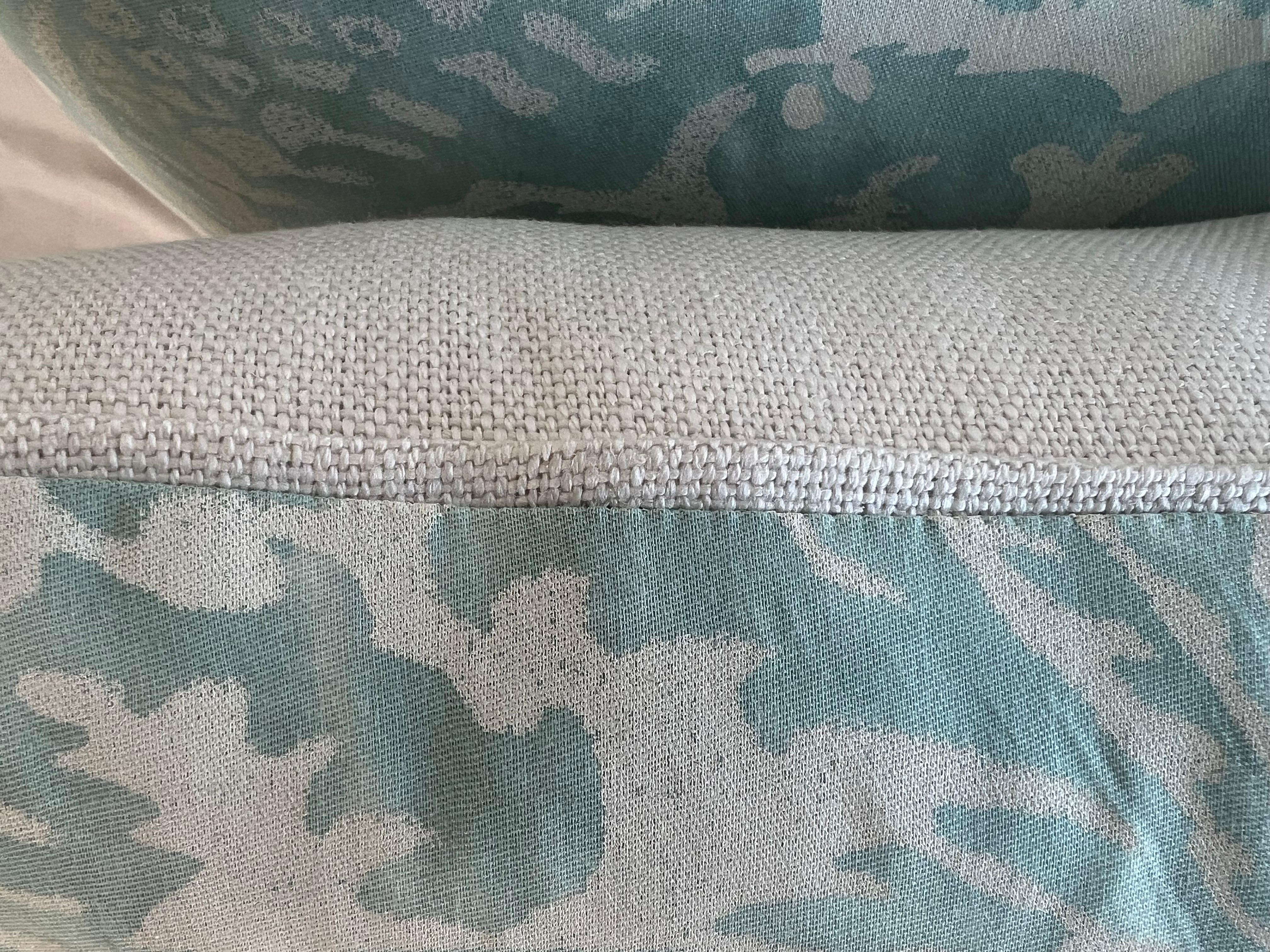 Italian Pair of Aqua & White Colored Fortuny Pillows For Sale