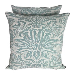 Pair of Aqua & White Colored Fortuny Pillows