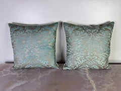 Aquamarine Decorative Pillows by Fortuny, Italian Silk and Cotton, New