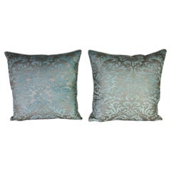 Aquamarine Decorative Pillows by Fortuny, Italian Silk and Cotton, New