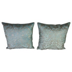 Pair of Aquamarine Fortuny Pillows Pair of Aquamarine Fortuny Pillows
