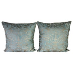 Pair of Aquamarine Fortuny Pillows Pair of Aquamarine Fortuny Pillows