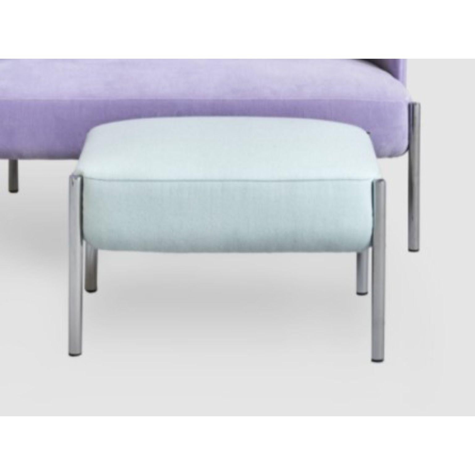 Postmoderne Paire d'Ottomans Ara, Bleu et Chrome par Pepe Albargues en vente