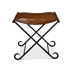 Pair of Arabesque Leather Stools