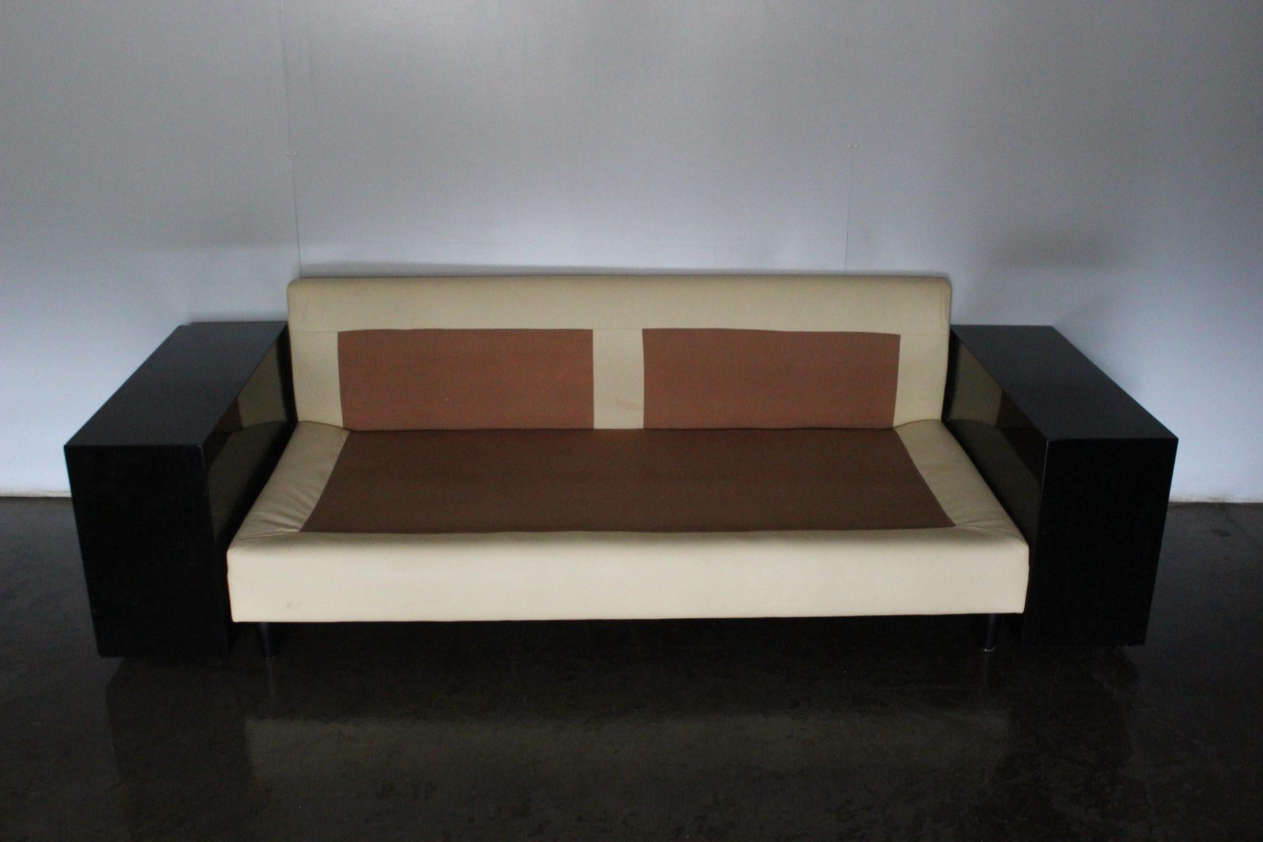 Pair of Aram “Eileen Gray Lota” Sofas in Cream Leather For Sale 4