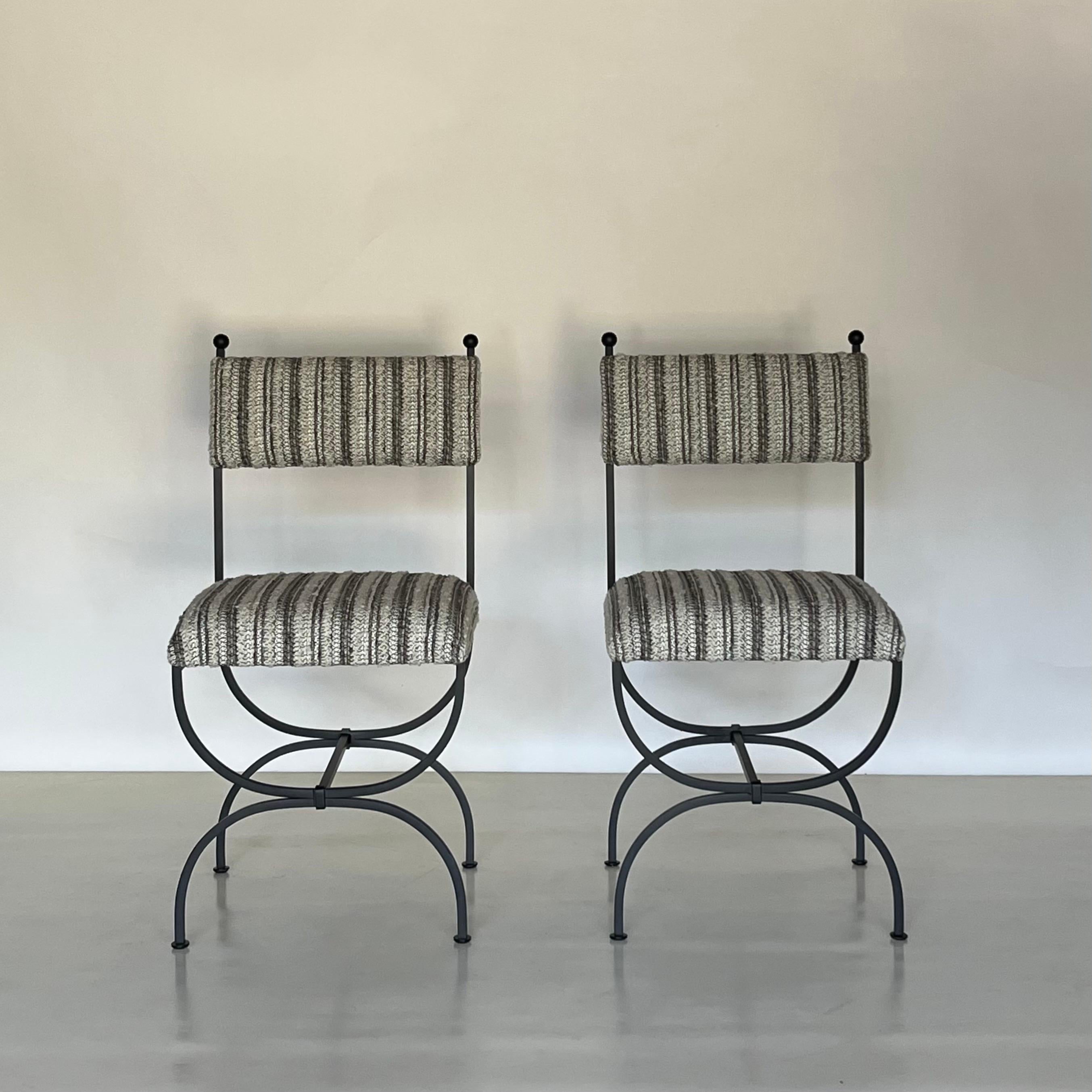 Pair of Arcade side chairs by Design Frères, in COM (not included: please send 4 yards for the pair of chairs to our workroom after your order is confirmed).