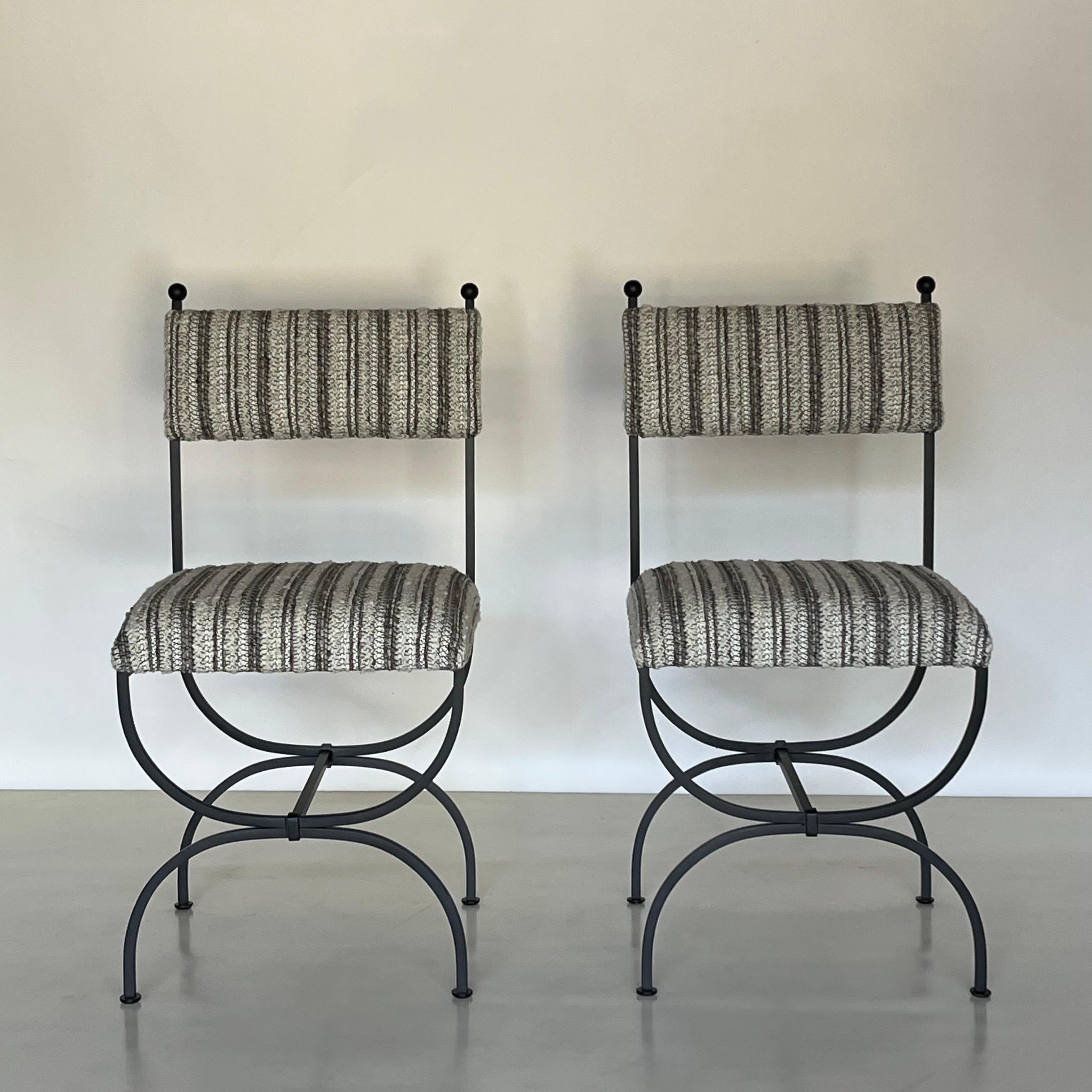 French Pair of 'Arcade' Side Chairs by Design Frères, in COM For Sale