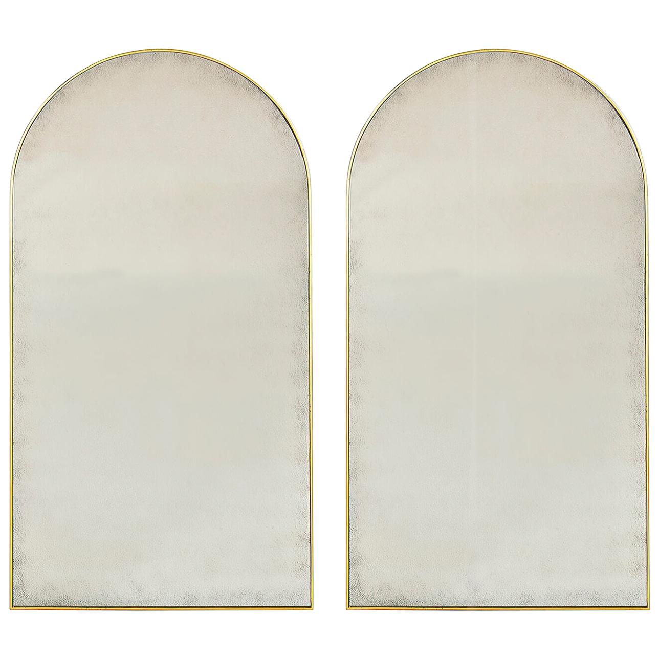 Pair of Arch Top Gilt Mirrors For Sale