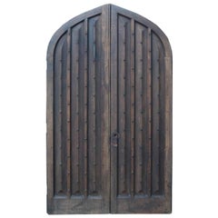 Pair of Arched Oak Studded Church Doors