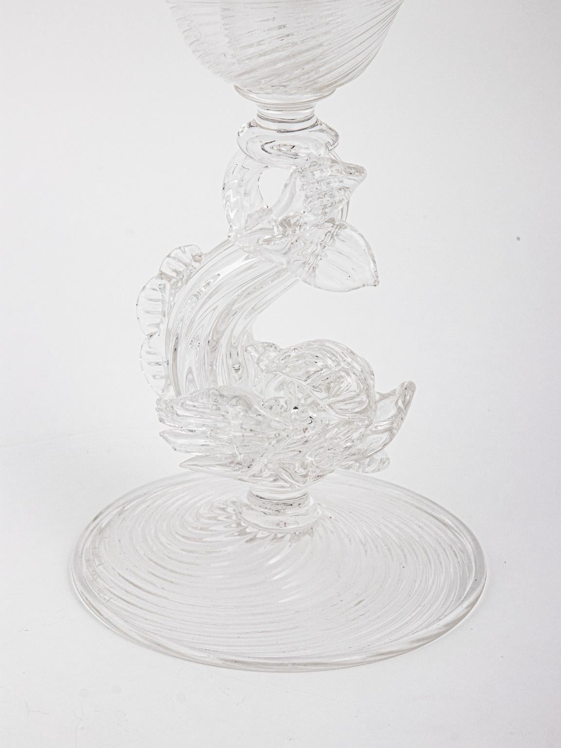 Pair of Archimede Seguso Murano Clear Candlesticks with Dolphins 7