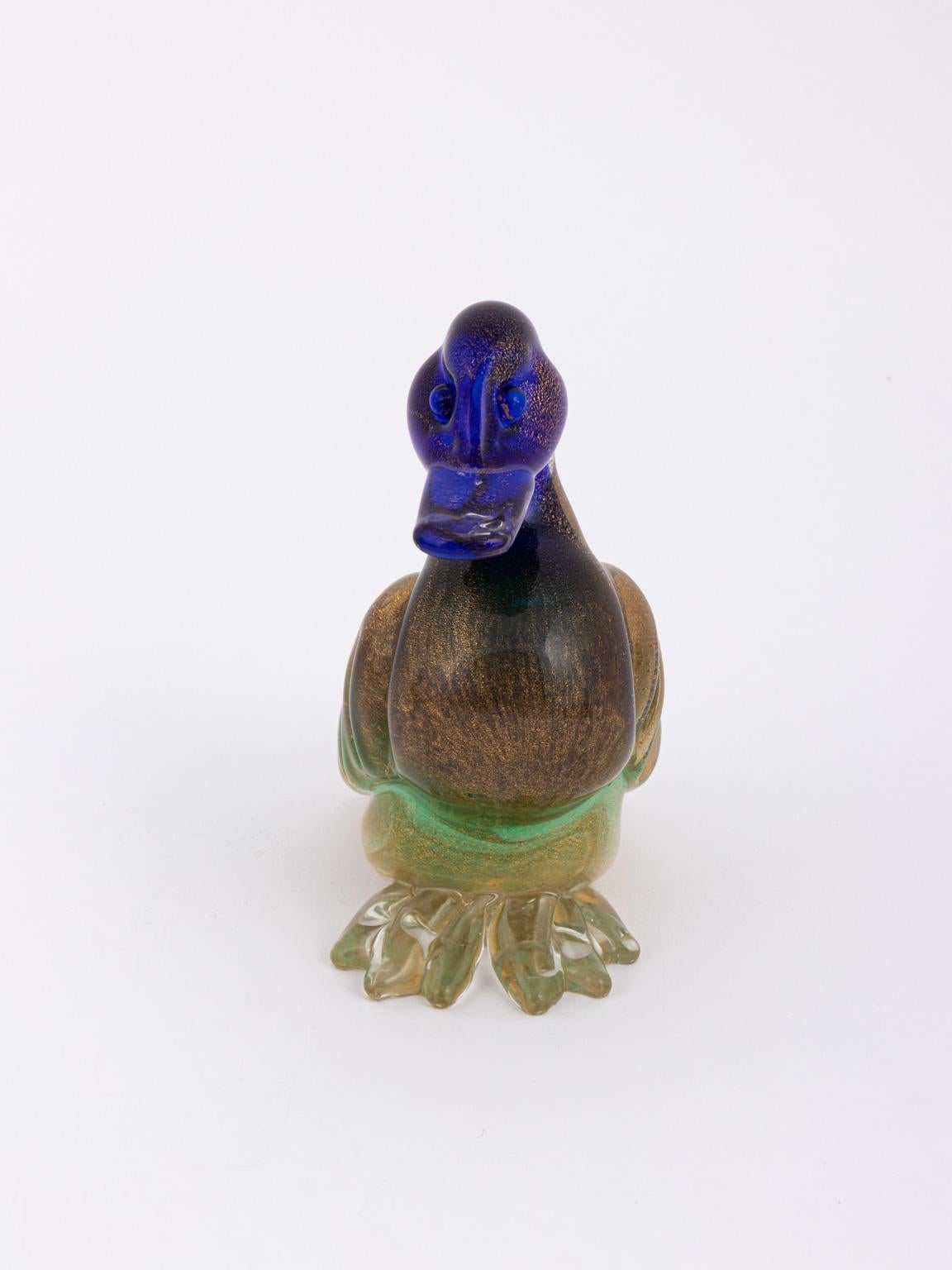 Art Déco Coppia di statuette di anatra Bullicante di Archimede Seguso in vetro di Murano Flavio Poli in vendita