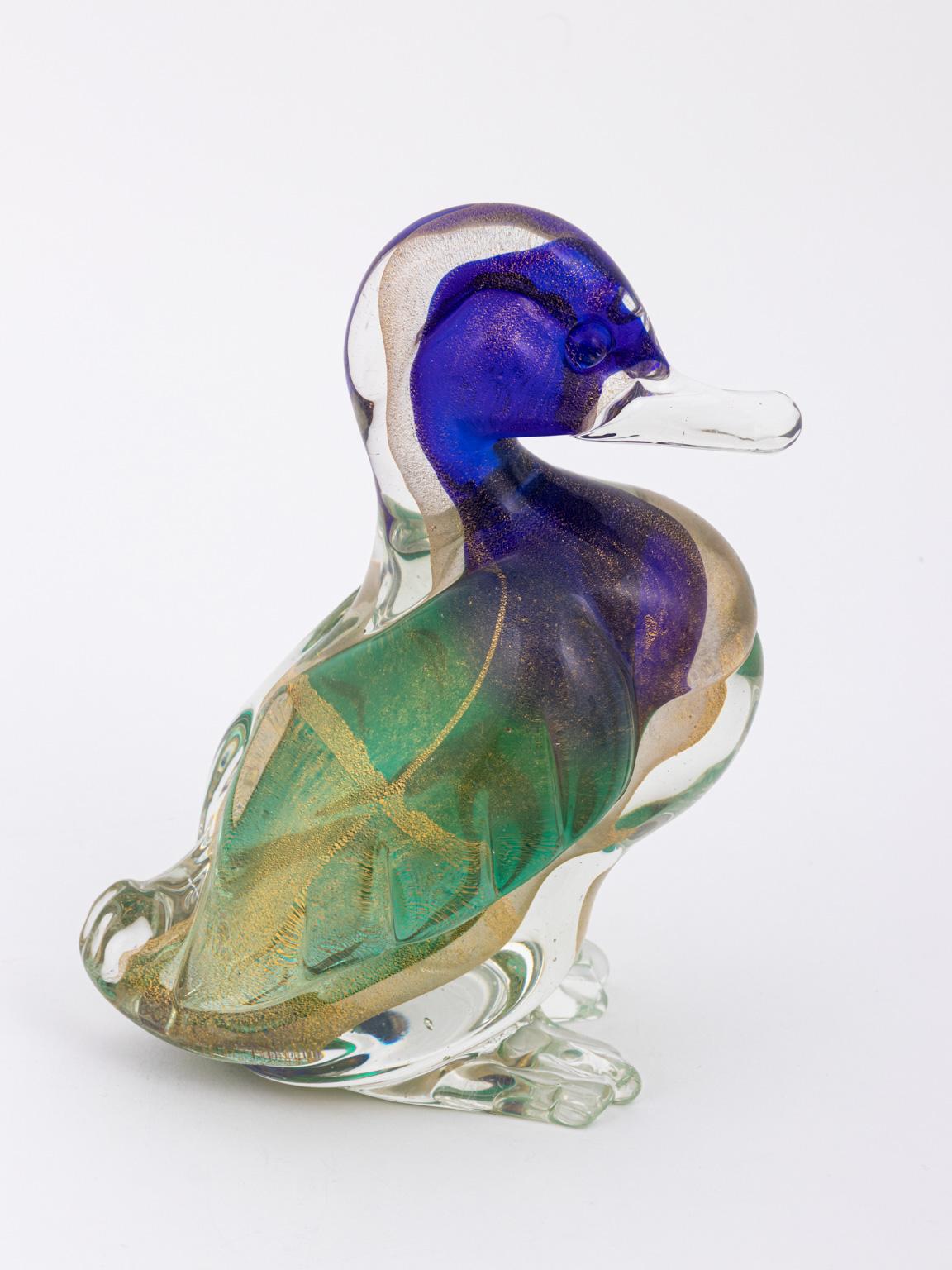 Vetro Coppia di statuette di anatra Bullicante di Archimede Seguso in vetro di Murano Flavio Poli in vendita