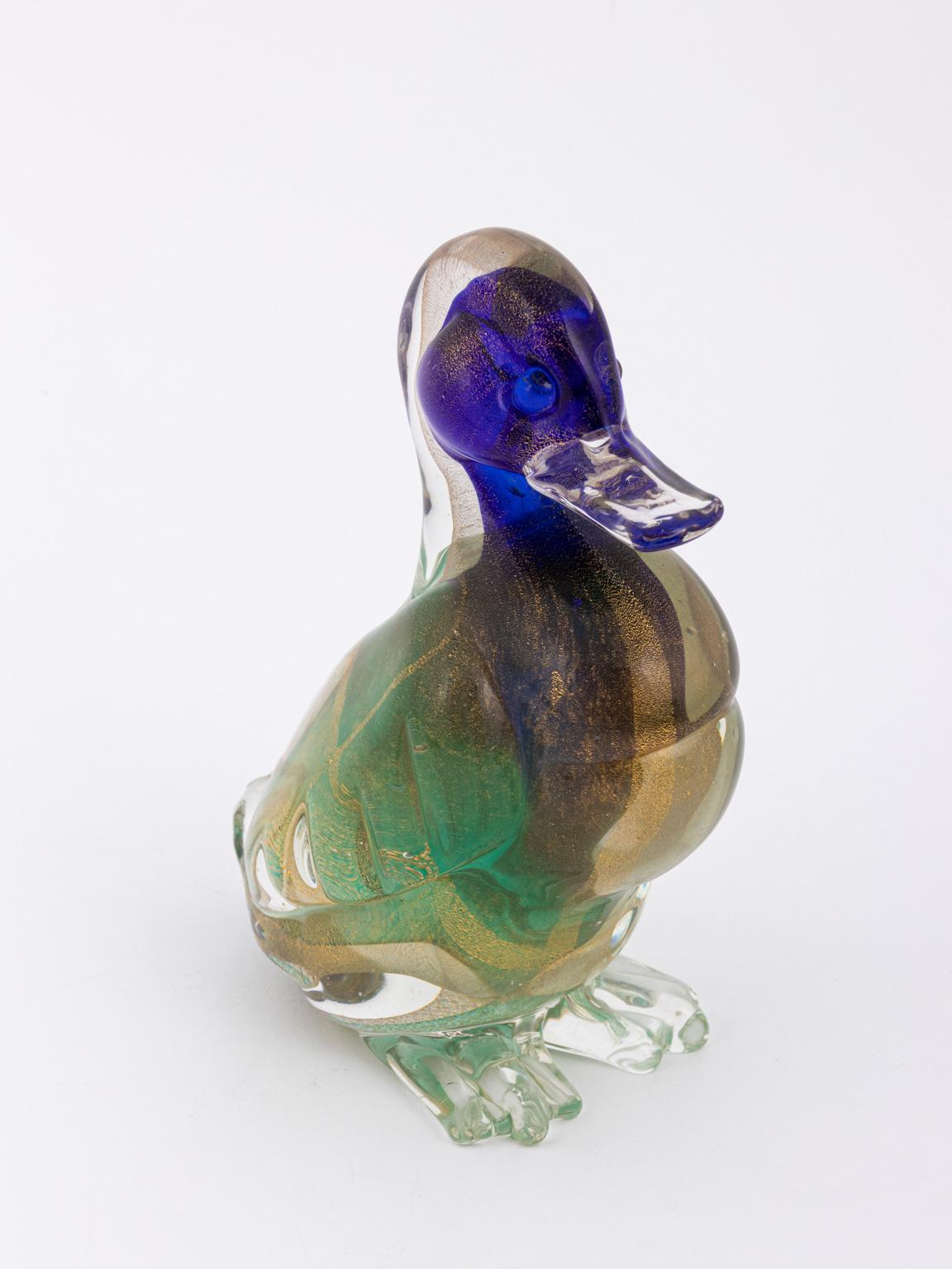 Coppia di statuette di anatra Bullicante di Archimede Seguso in vetro di Murano Flavio Poli in vendita 1