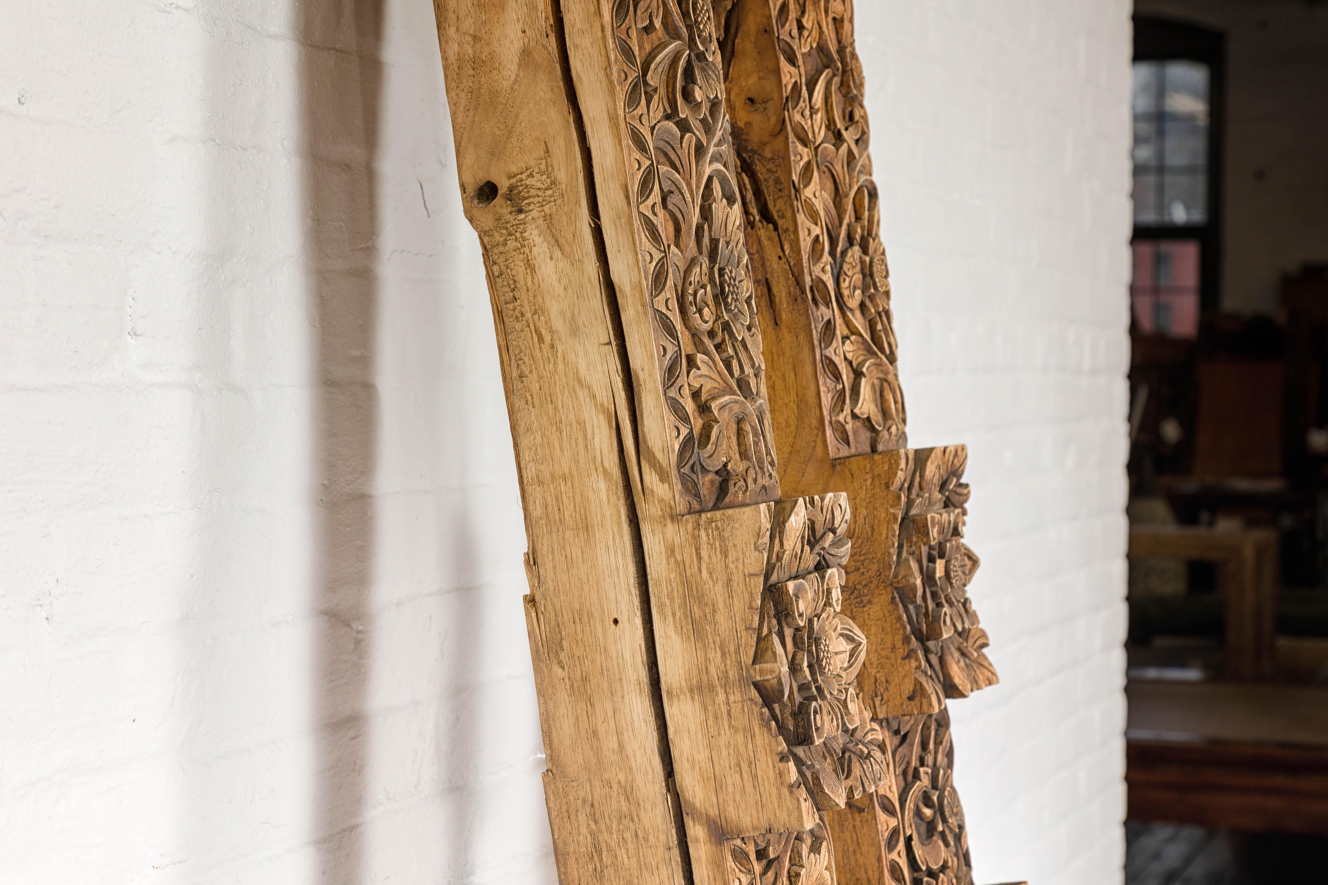 Pair of Architectural Carved Panels with Hand-Carved Floral and Foliage Motifs For Sale 11