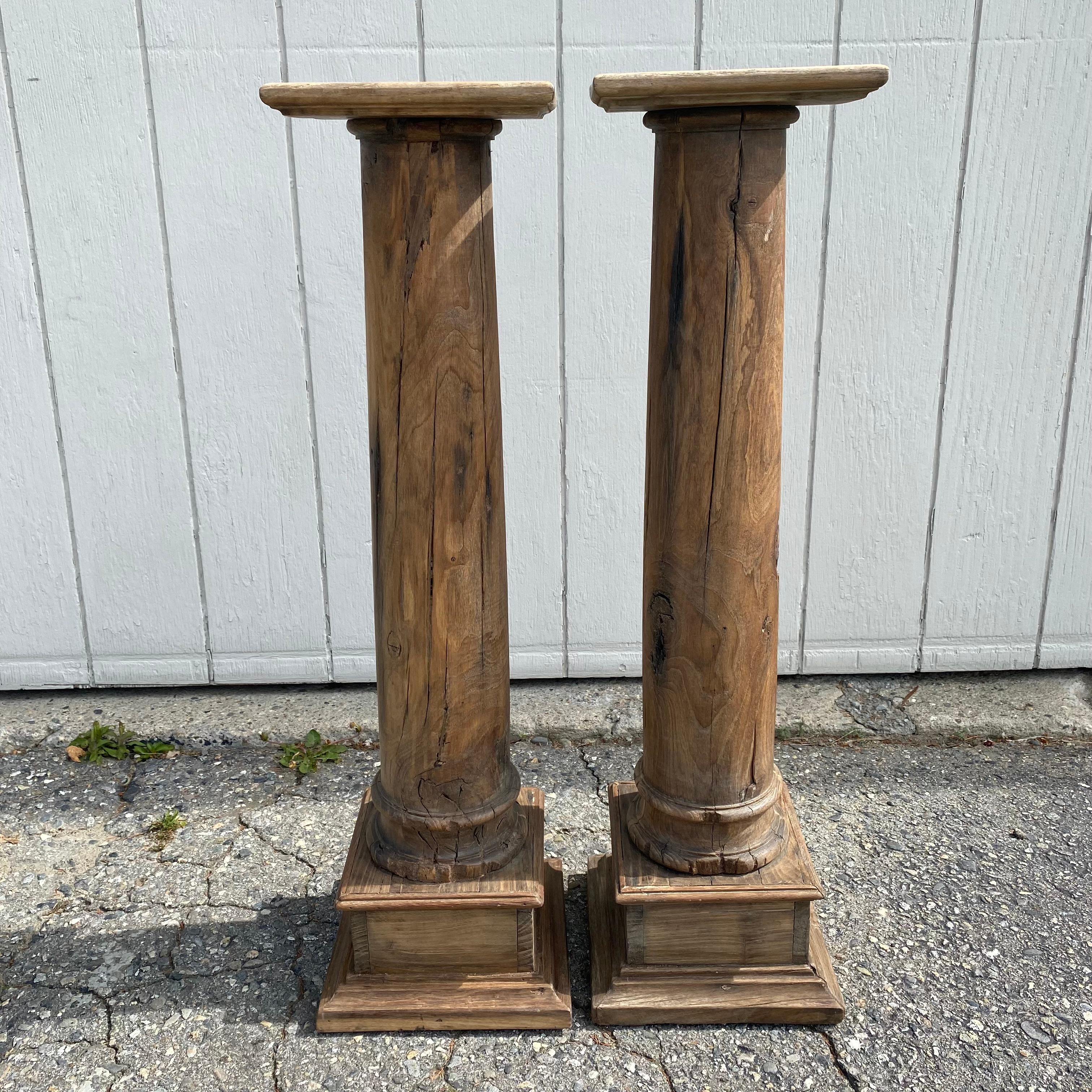 Pair of Architectural Carved Walnut 19th Century French Pedestals For ...