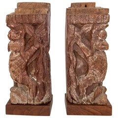 Pair of Architectural Carvings, from a Nepali Window, Early to Mid-20th Century