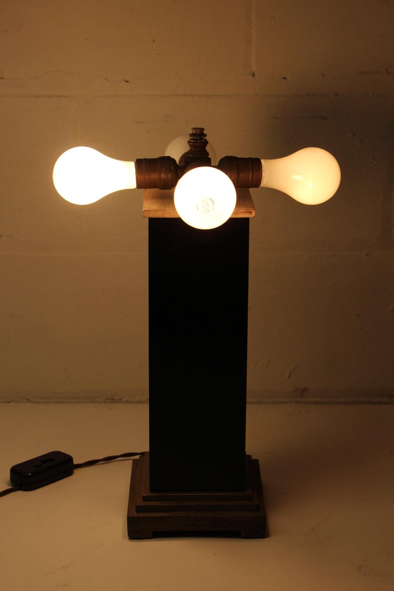 Pair of Architectural Ceruse Lamps For Sale 3