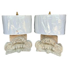 Pair of Architectural Fragment Lamps With New Shades