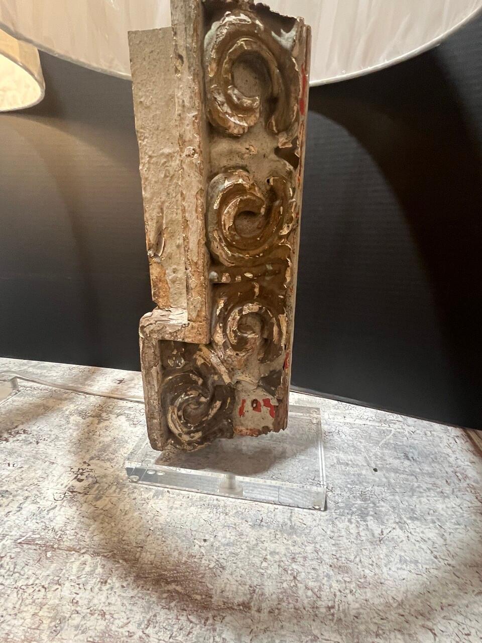 American Pair of Architectural Fragment Table Lamps For Sale