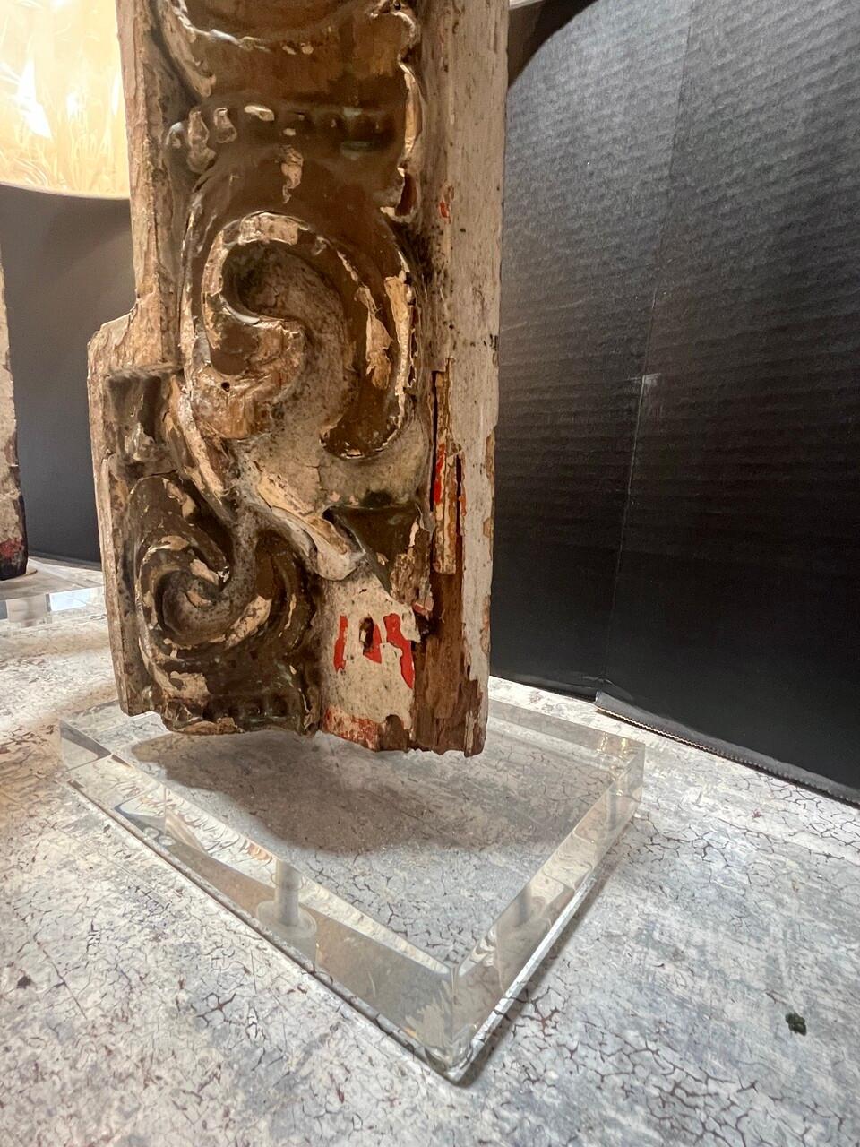 Hand-Carved Pair of Architectural Fragment Table Lamps For Sale