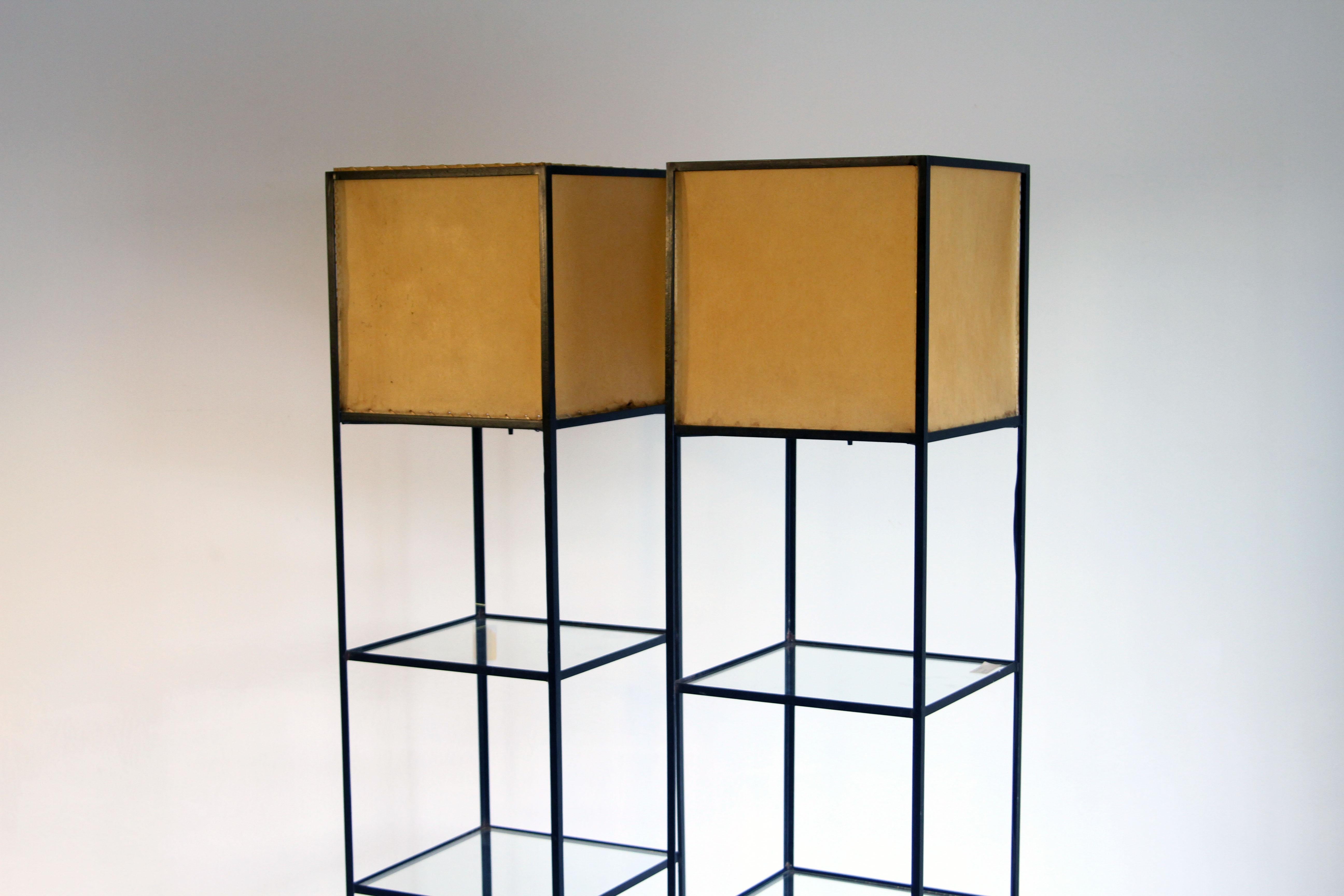 Pair of Architectural Frederick Weinberg Modern Floor Lamps with Shelves 4