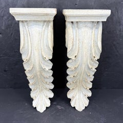 Pair of Architectural Hand-Painted Wall Shelves Brackets