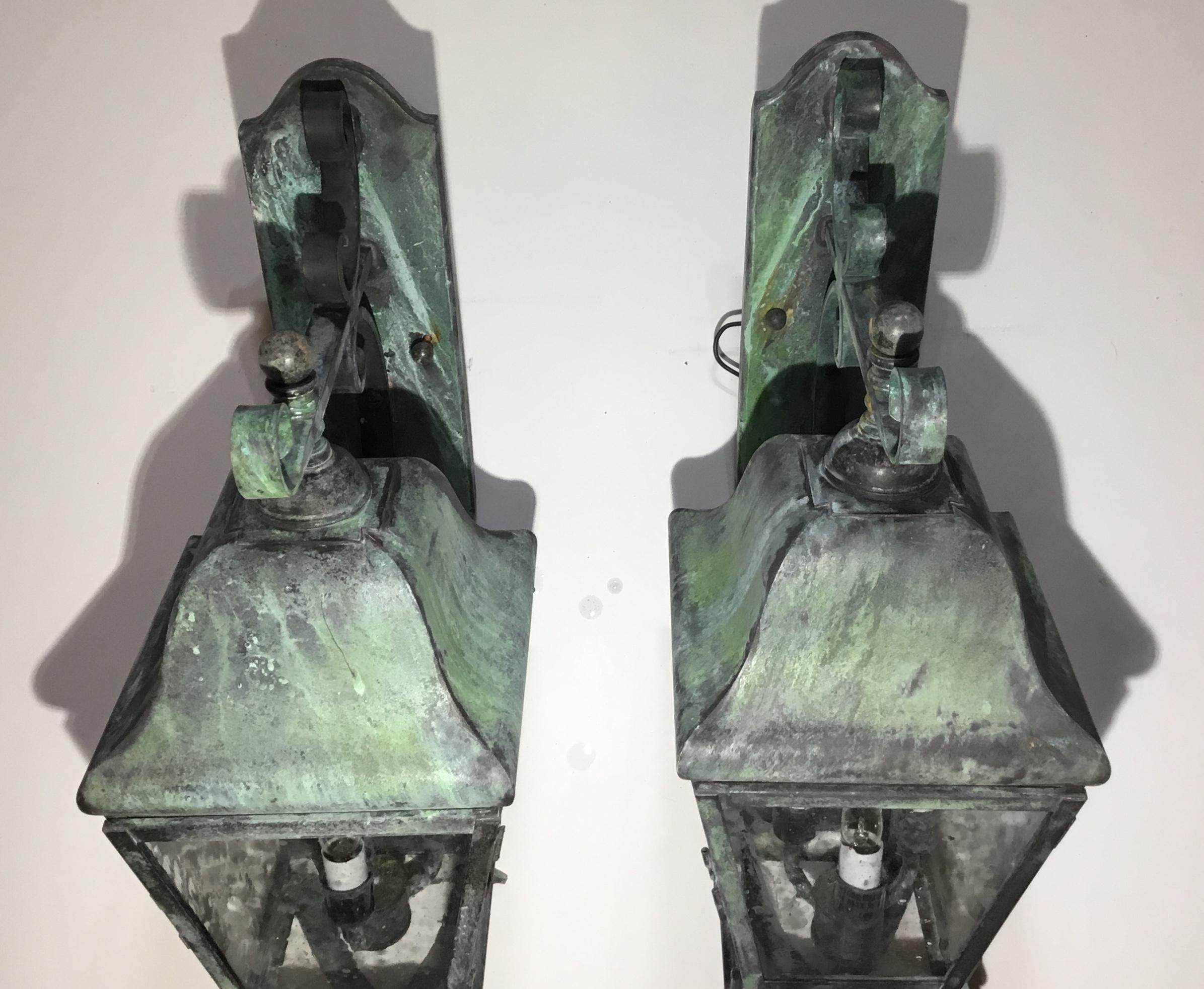 Pair of Architectural Handcrafted Brass Wall Lantern 5