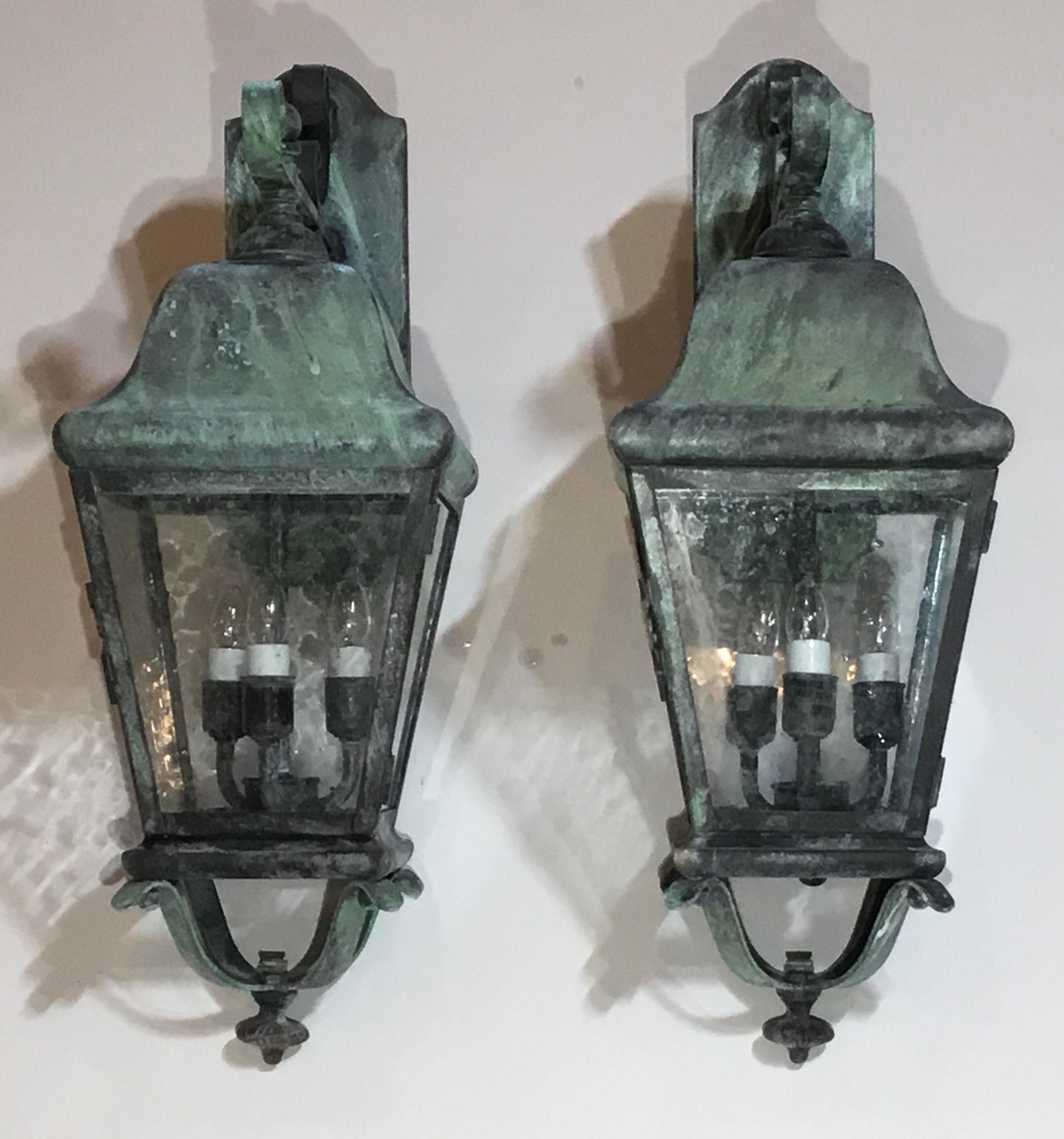 Pair of Architectural Handcrafted Brass Wall Lantern 6