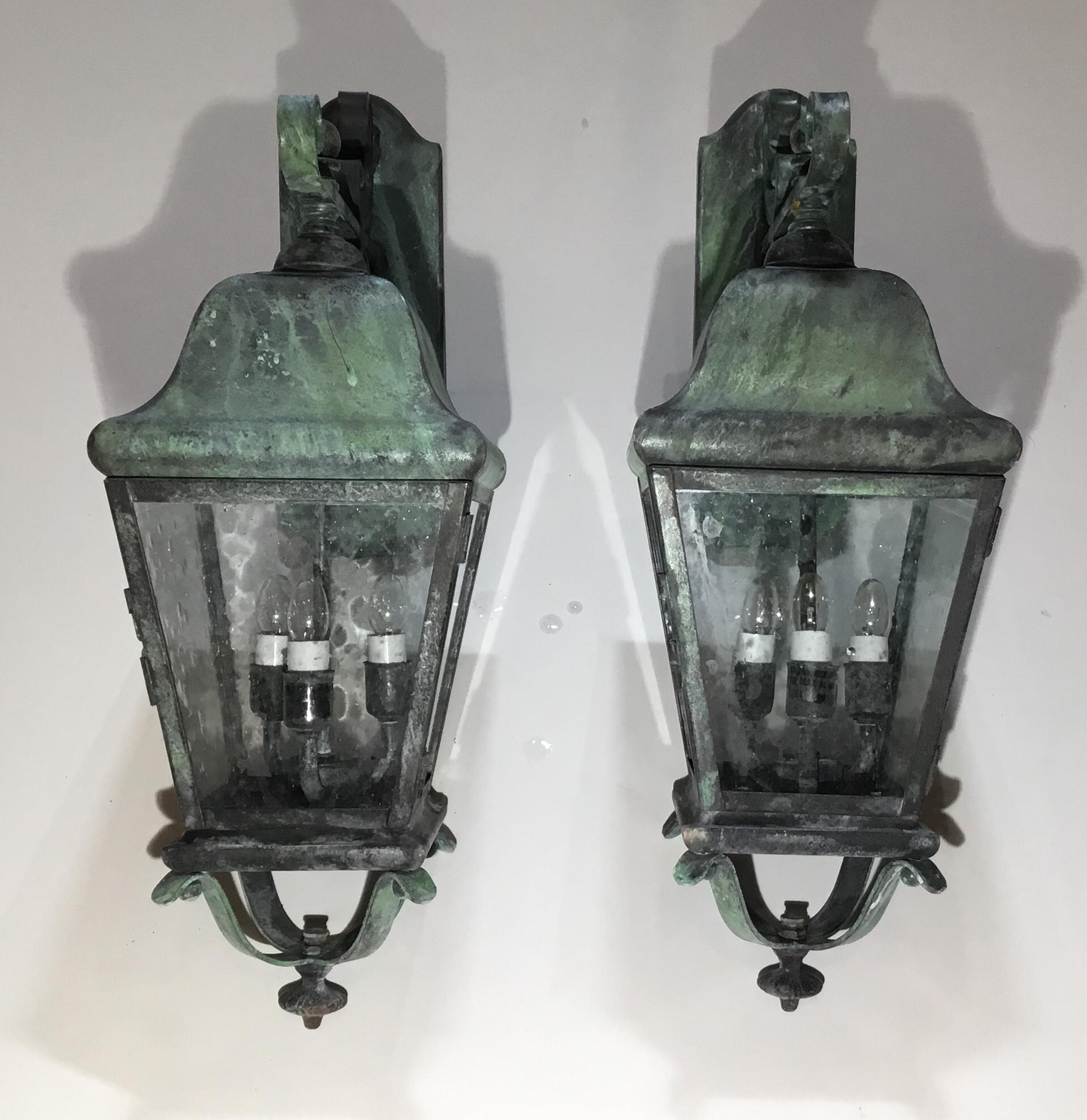 Pair of Architectural Handcrafted Brass Wall Lantern 3