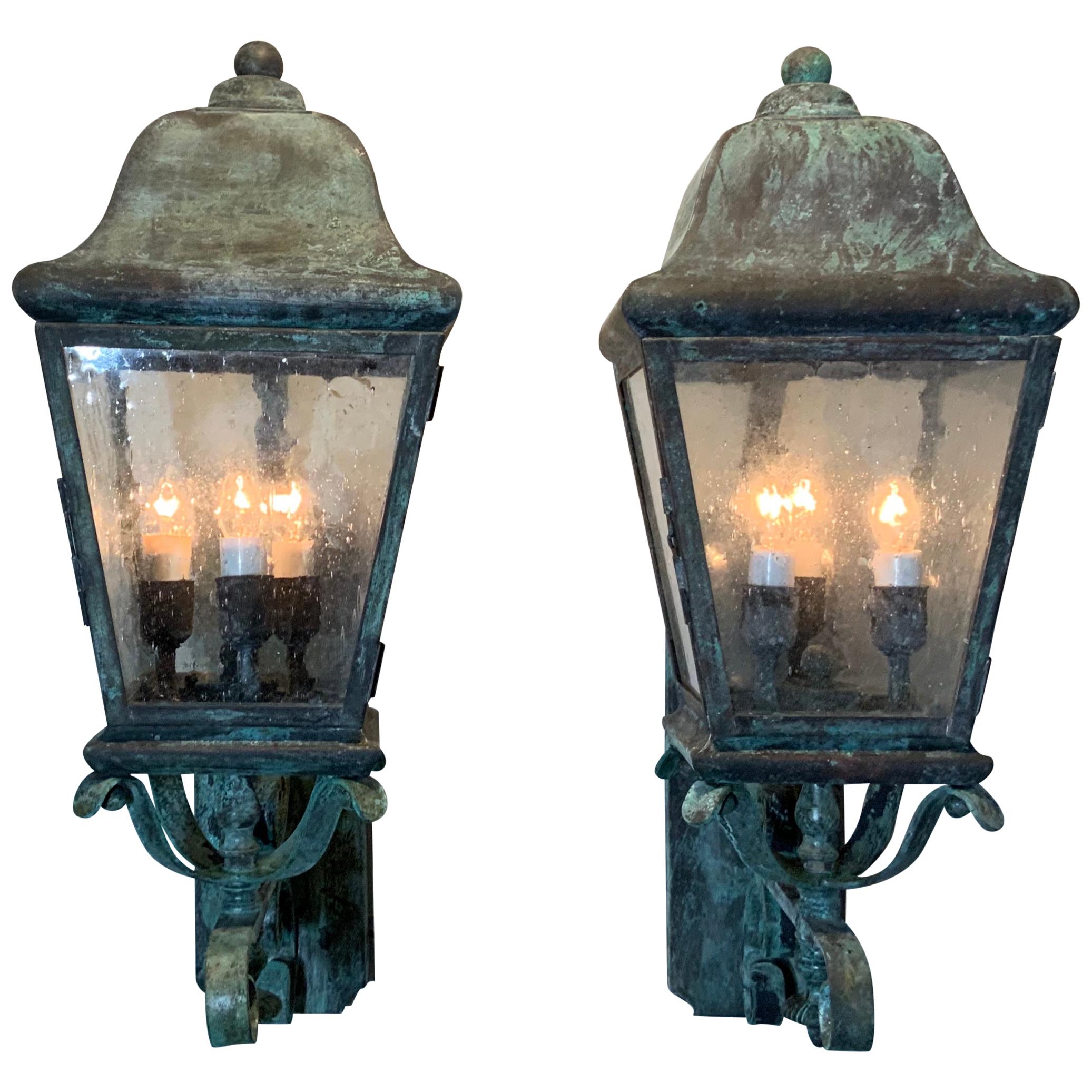 Pair of Vintage Chapman Brass Hurricane Lanterns at 1stdibs