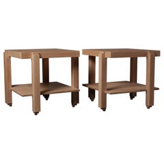 Paire de tables de nuit architecturales en chêne anglais à ziggourat, fabriquées à la main
