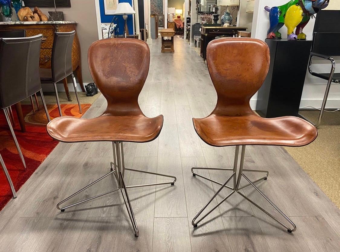 Pair of Architectural Leather Desk Chairs 3