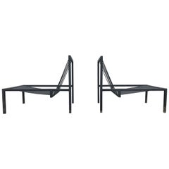 Pair of Architectural Metal Lounge Chairs, Modernist