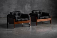Pair of Architectural Mid-Century Club Chairs, 1960s