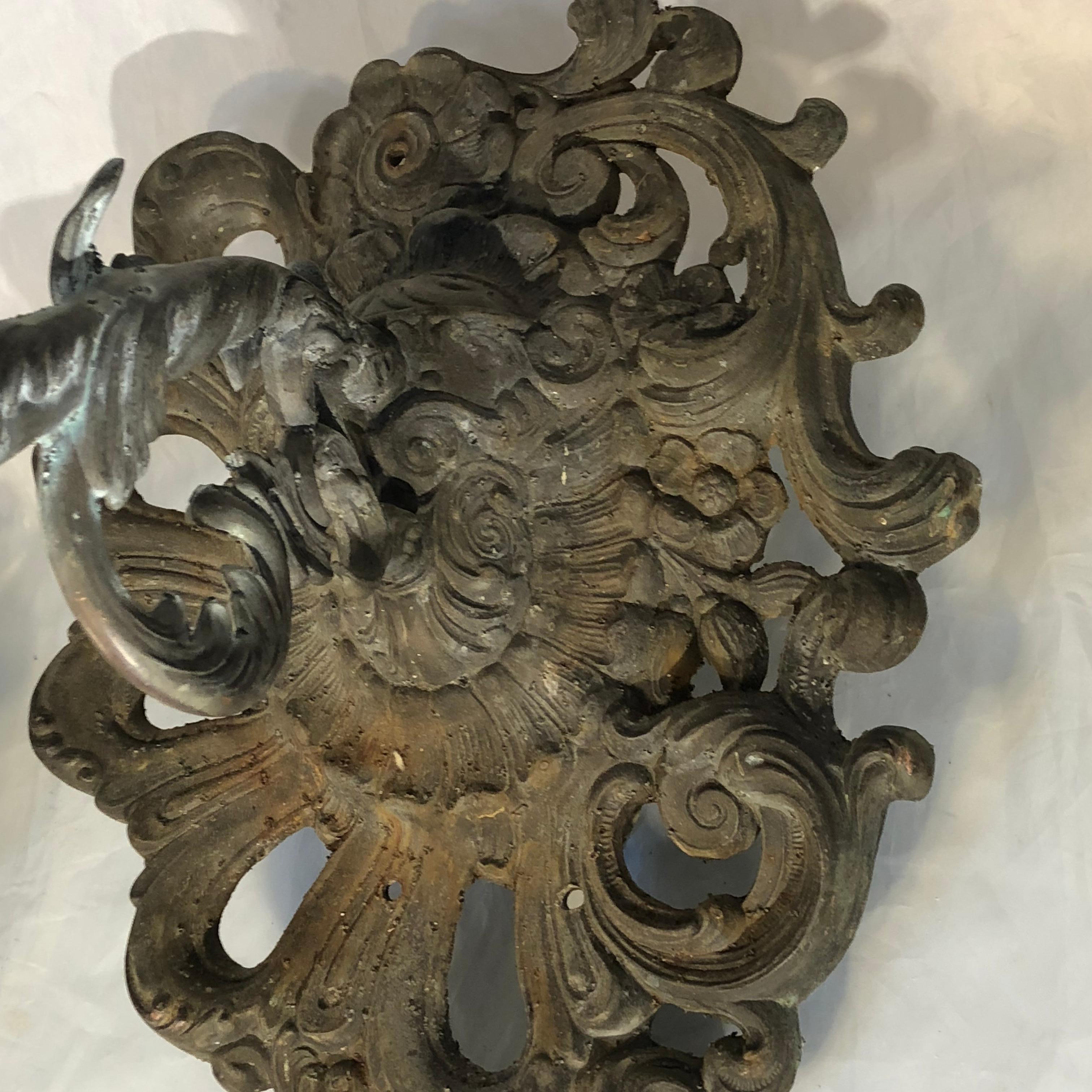 Pair Of Metal Rococo Wall Sconces For Sale 3