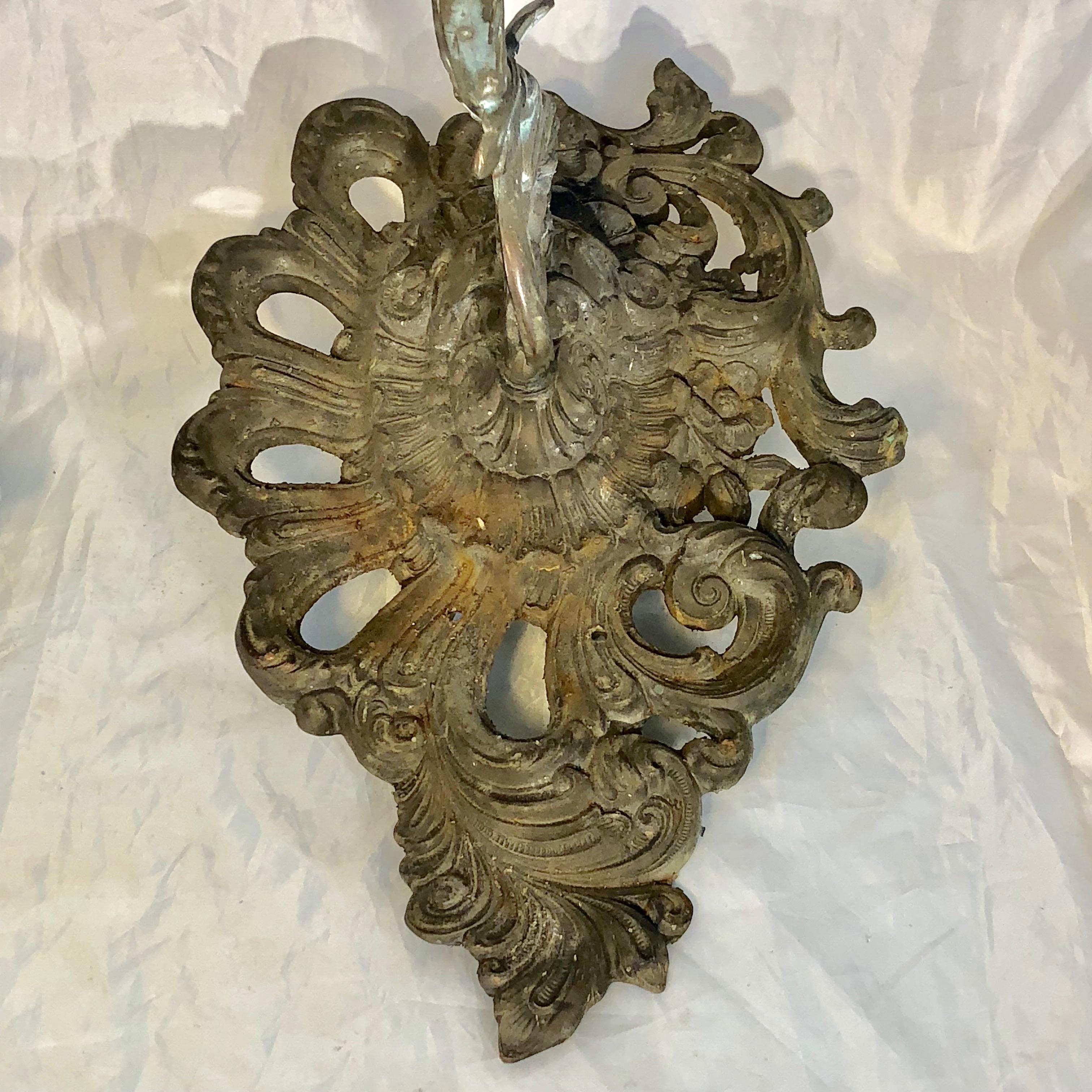 Pair Of Metal Rococo Wall Sconces For Sale 8