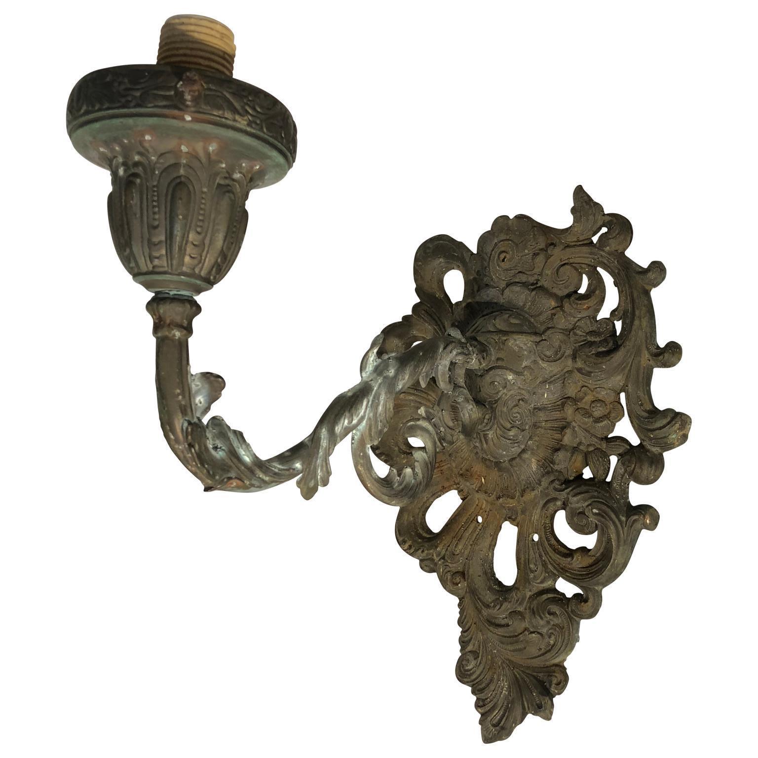 Iron Pair Of Metal Rococo Wall Sconces For Sale