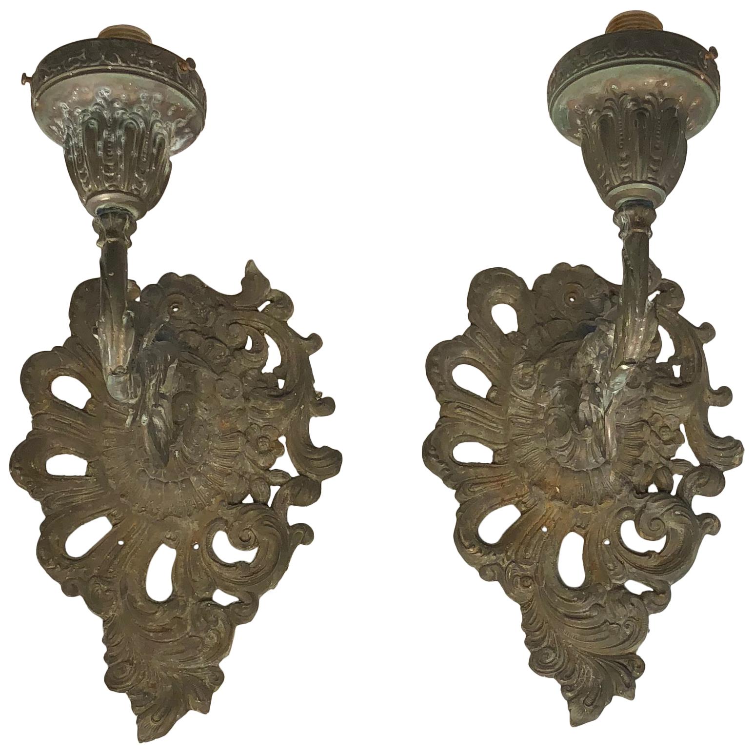 Pair Of Metal Rococo Wall Sconces