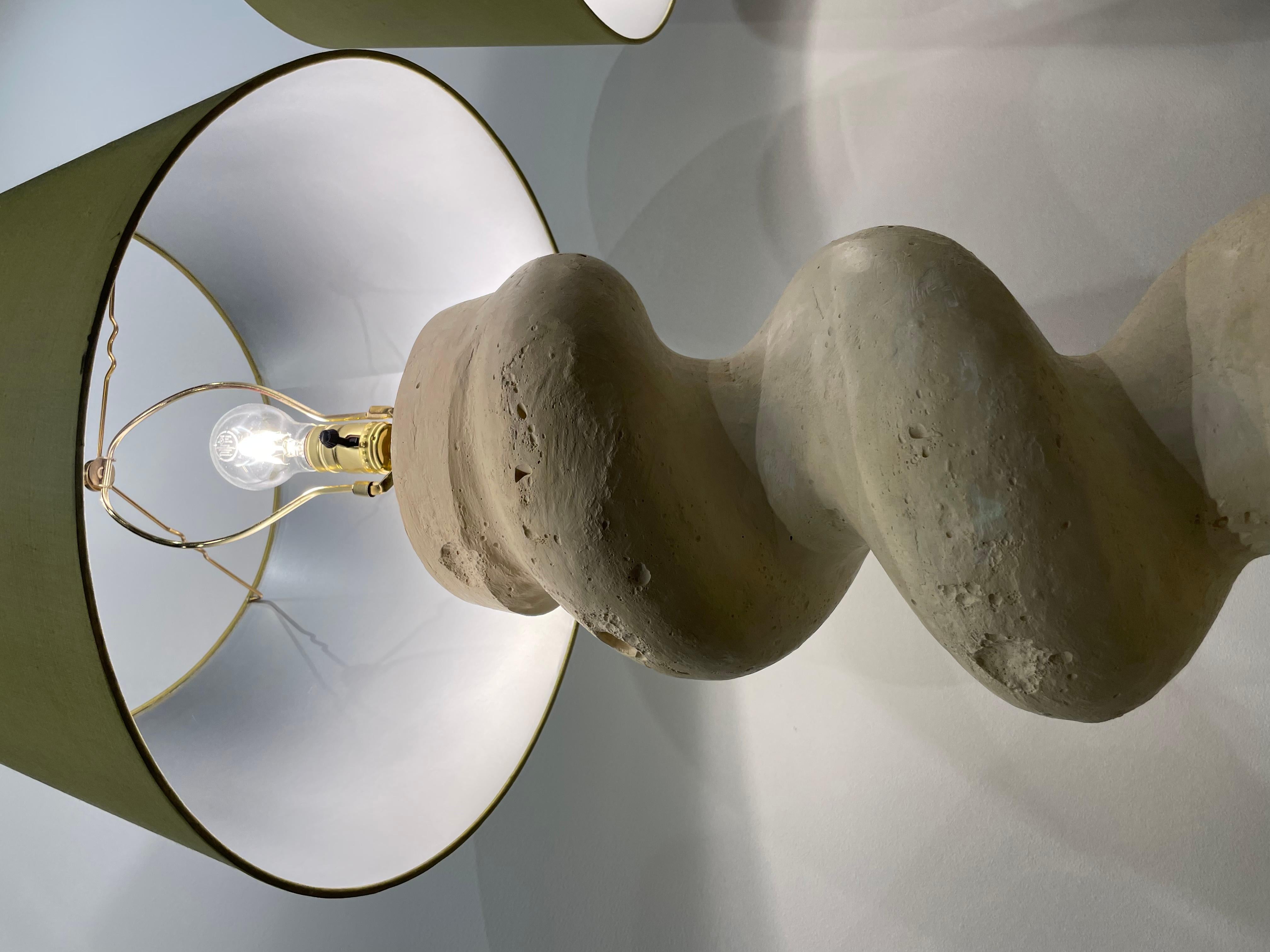 Pair of Architectural Plaster Swirl Floor Lamps by Michael Taylor 6