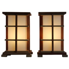 Pair of Architectural Prairie School Style Lamps