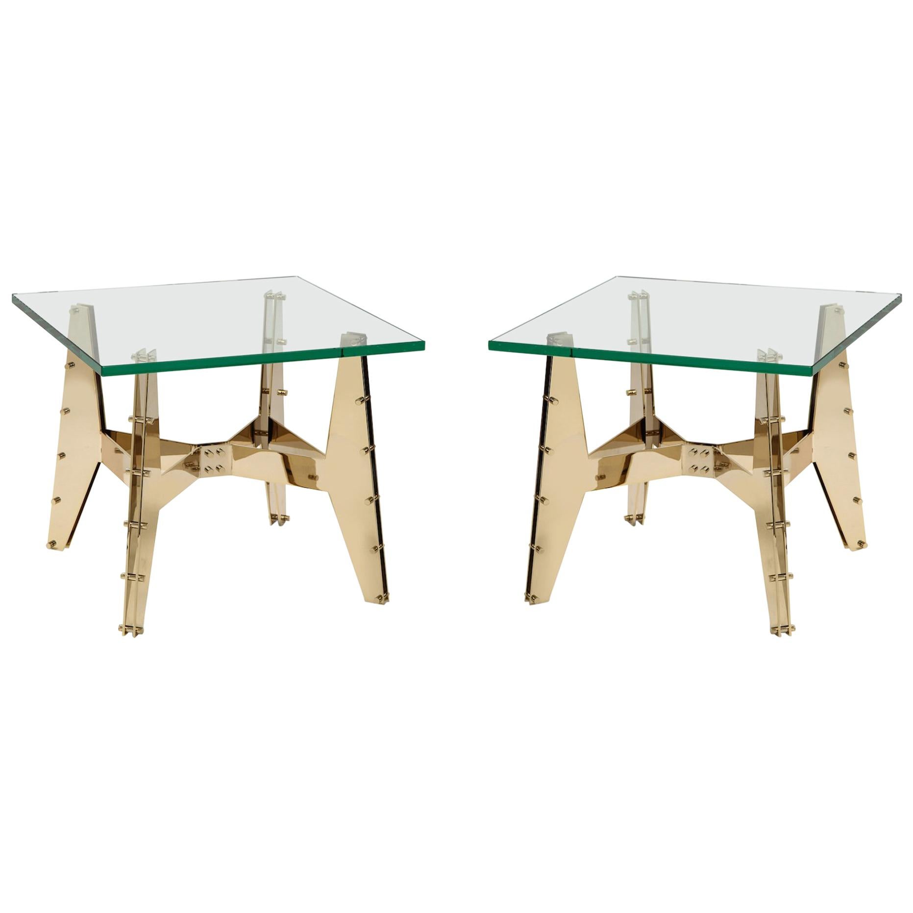 Pair of Architectural Side Tables For Sale