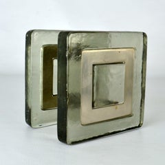 Pair of Architectural Square Tinted Glass Push Pull Door Handles