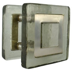Pair of Architectural Square Tinted Glass Push Pull Door Handles