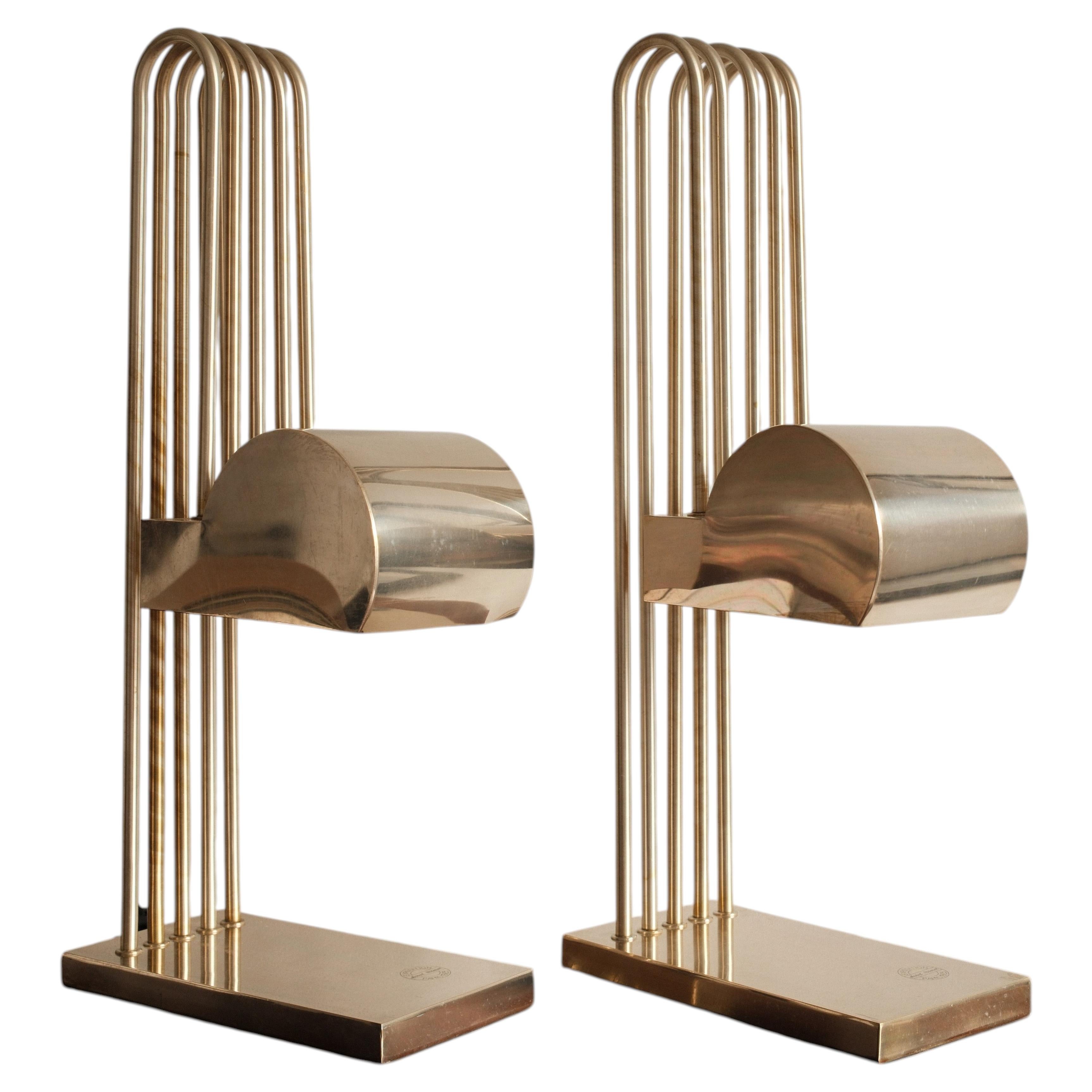 Par de lámparas de mesa de estilo Art Déco, inspiradas en Marcel Breuer, Francia