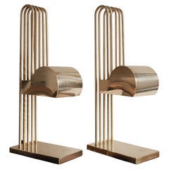 Paire de lampes de table au design architectural attribuées à Marcel Breuer, France, années 1970