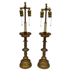 Pair of Architrade Lamps Regency Hollywood Candlestick Style Lamps