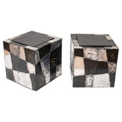 Coppia di tavolini a cubo Argental di Paul Evans